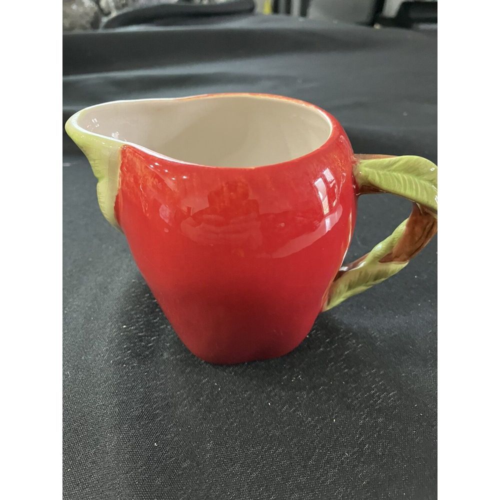 Vintage‎ Cracker barrel Apple theme Creamer Pitcher, Leaf Handle